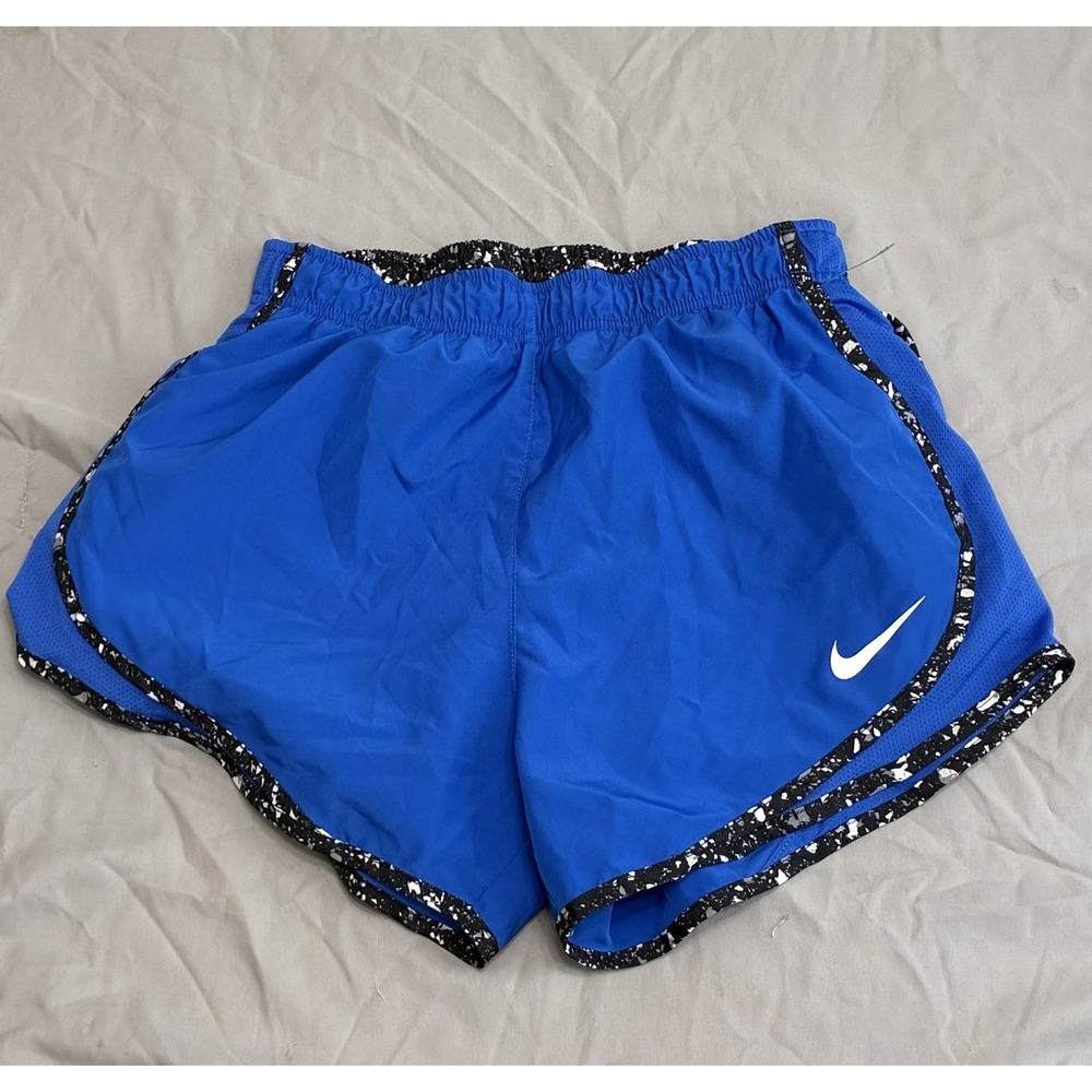 Nike Dri-FIT Blue Lined Running Shorts Womens Small Speckled Trim Workout Gym